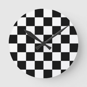 Reloj Redondo Mediano Checkered Flag Racing Chess Checkers Chessboard