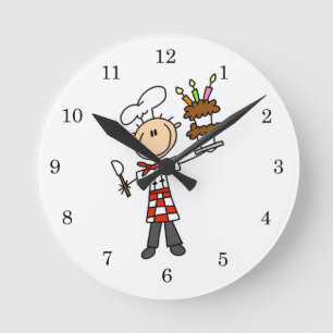 Reloj Redondo Mediano Chef Con Tarta De Cumpleaños