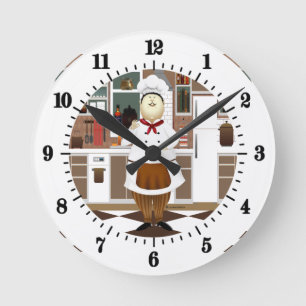Reloj Redondo Mediano Chef gracioso con gran Gorra en cocina
