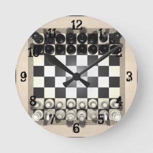 Reloj Redondo Mediano Chessboard and Chess Pieces: Wall Clock