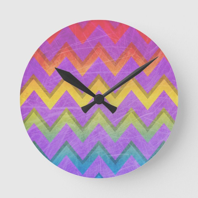 Reloj Redondo Mediano Chevron arcoiris de Shirley Taylor (Anverso)