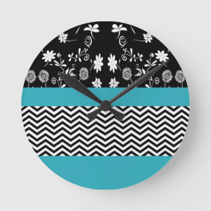 Reloj Redondo Mediano chevron floral