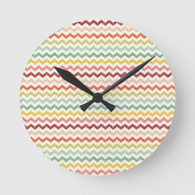 Reloj Redondo Mediano Chevron Pattern 4 (Anverso)