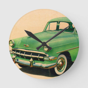 Reloj Redondo Mediano Chevy verde de los años 50