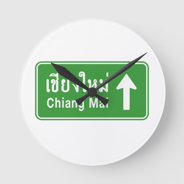 Reloj Redondo Mediano Chiang Mai Ahead ⚠ Thai Highway Traffic Sign ⚠ (Anverso)