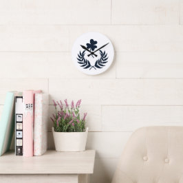Reloj Redondo Mediano Chic Elegante Floral Blanco