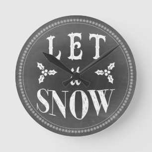 Reloj Redondo Mediano Chic Festivo Pizarra Déjalo Nevar