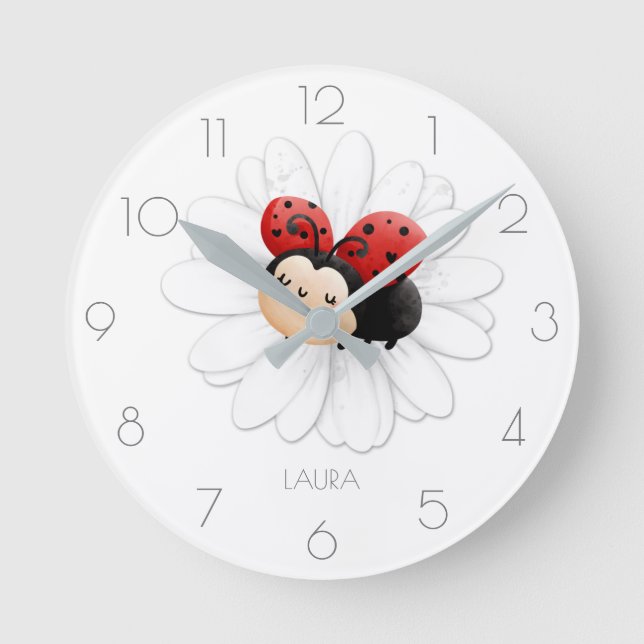 Reloj Redondo Mediano Chica Cuadybug Nombre Ladybug 24 horas al día (Anverso)