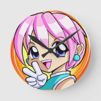 Reloj Redondo Mediano Chica Cute Anime