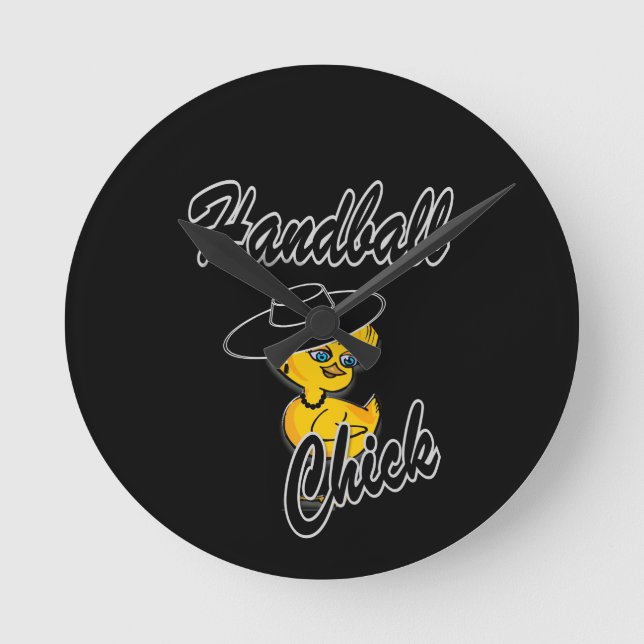 Reloj Redondo Mediano Chica de balonmano #4 (Anverso)