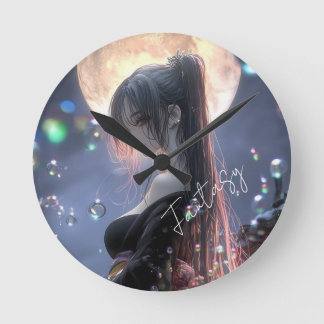 Reloj Redondo Mediano Chica de fantasía oscura / Estética