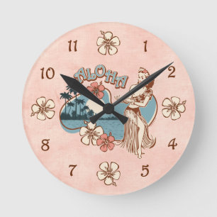 Reloj Redondo Mediano Chica de Hula de la hawaiana