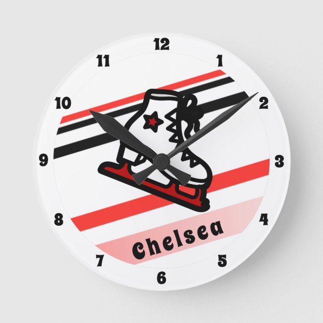 Reloj Redondo Mediano Chica de patinaje artístico de moda Skates persona (Anverso)