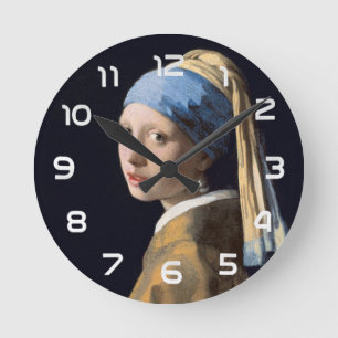 Reloj Redondo Mediano Chica de Vermeer con un pendiente de perla Arte fi