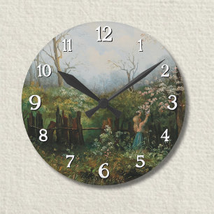 Reloj Redondo Mediano Chica en el Jardín - Olga Wisinger-Florian