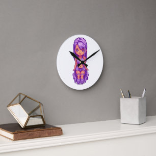 Reloj Redondo Mediano Chica morada 