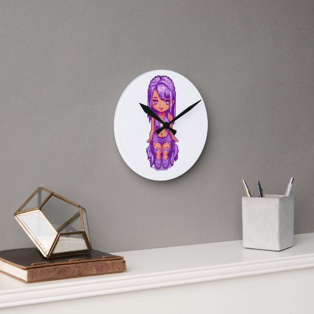Reloj Redondo Mediano Chica morada  (Oficina)