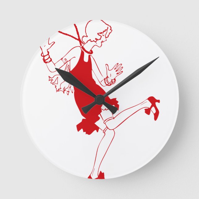 Reloj Redondo Mediano chica rojo de zapatillas (Anverso)