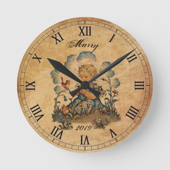 Reloj Redondo Mediano Chica Vintage (Anverso)