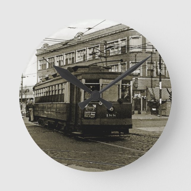 RELOJ REDONDO MEDIANO CHICAGO 63 Y OCCIDENTE 1952 TROLLEY ART SEPIA (Anverso)