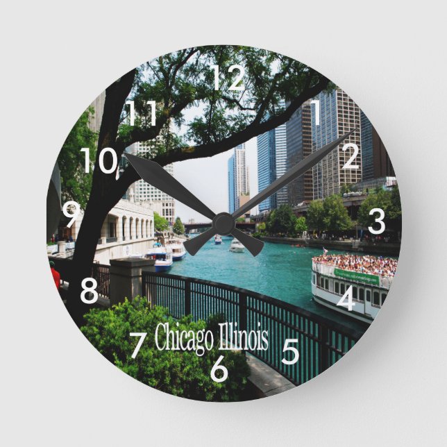 Reloj Redondo Mediano Chicago Illinois (Anverso)