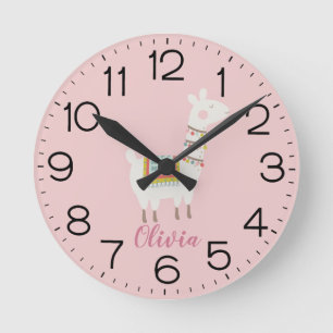 Reloj Redondo Mediano Chicas adoran a los niños Personalizados de llama