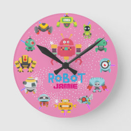 Reloj Redondo Mediano Chicas aman a los ROBOTS Personalizado gracioso ro