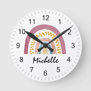 Reloj Redondo Mediano Chicas de Personalizado arcoiris de Boho moderno