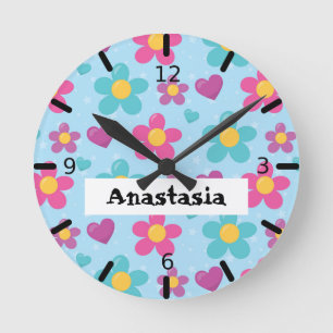 Reloj Redondo Mediano Chicas Floral