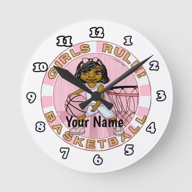 Reloj Redondo Mediano Chicas gobiernan el baloncesto (Anverso)