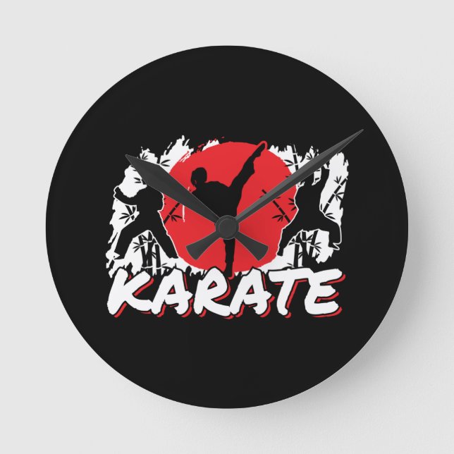 Reloj Redondo Mediano Chicas Karate - Tema japonés patriótico (Anverso)