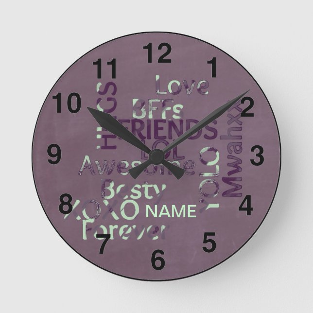 Reloj Redondo Mediano Chicas personalizados BFF Los mejores amigos para  (Anverso)