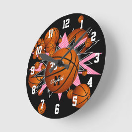 Reloj Redondo Mediano chicas sala deportiva decoración baloncesto estrel