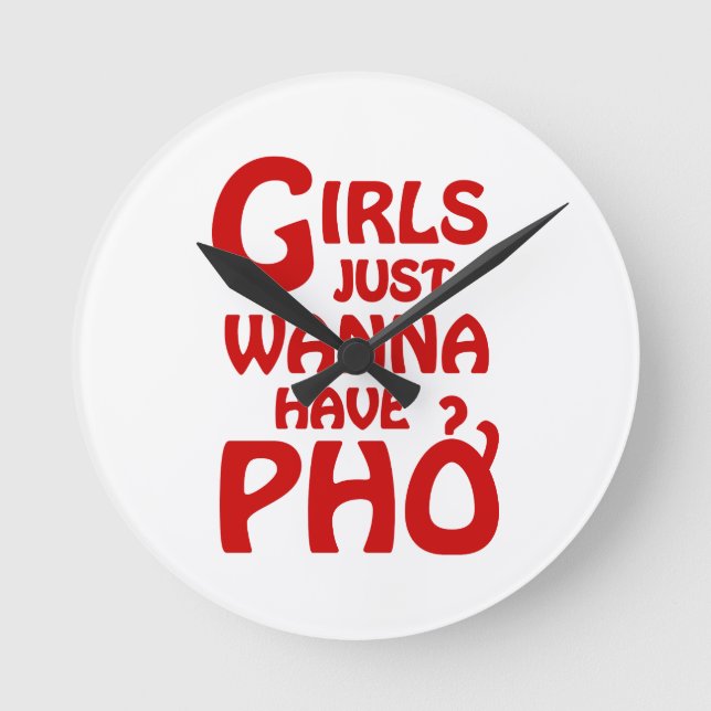Reloj Redondo Mediano Chicas Solo Quieren Tener Phở (Anverso)