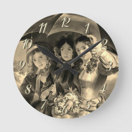 Reloj Redondo Mediano Chicas victorianos paraguas de lluvia victoriana d