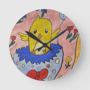 Reloj Redondo Mediano Chick de Pascua