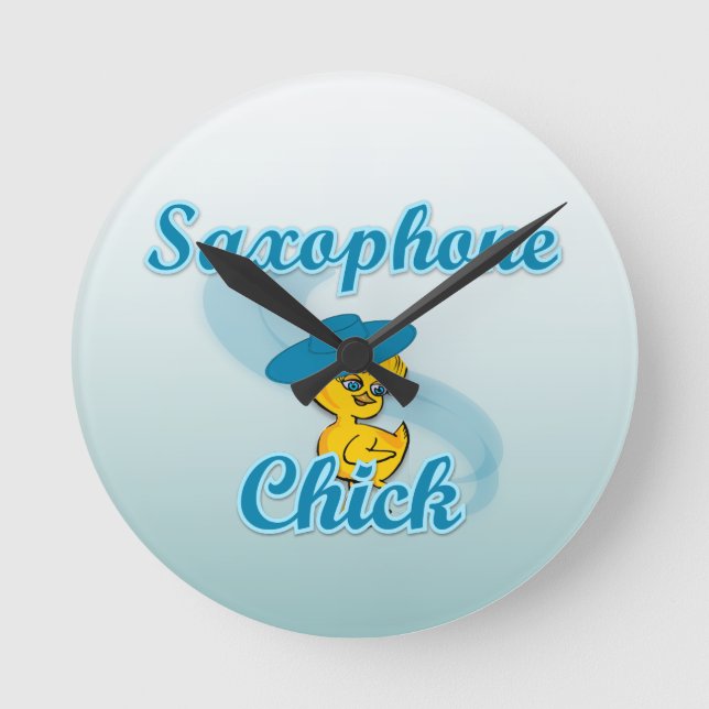 Reloj Redondo Mediano Chick saxofón #3 (Anverso)