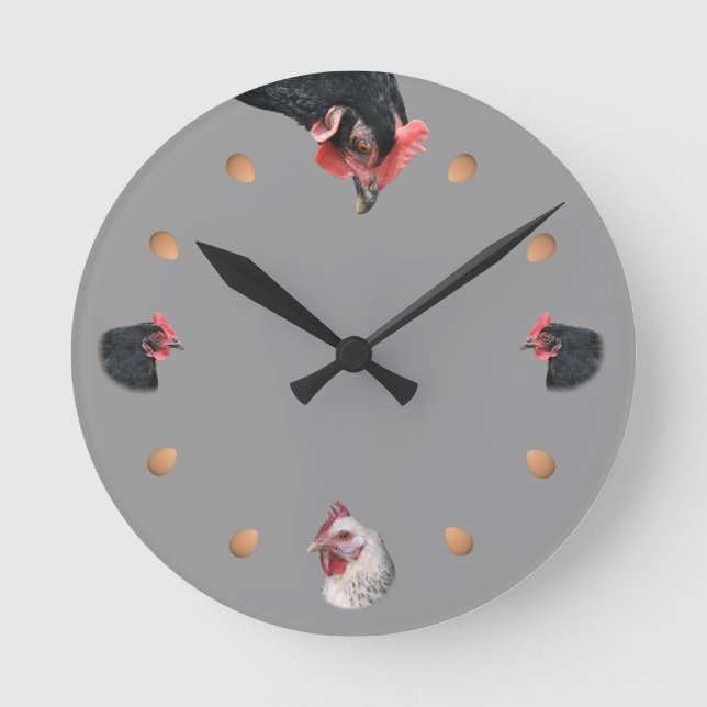 Reloj Redondo Mediano Chicken and egg (Anverso)