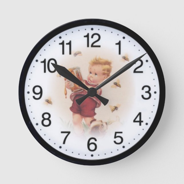 Reloj Redondo Mediano Chico y miel (Anverso)