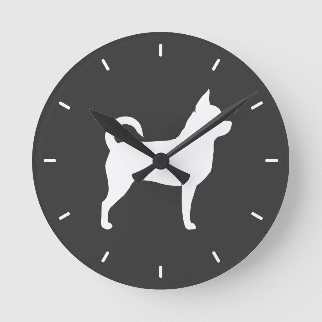 Reloj Redondo Mediano Chihuahua Silhouette (Anverso)
