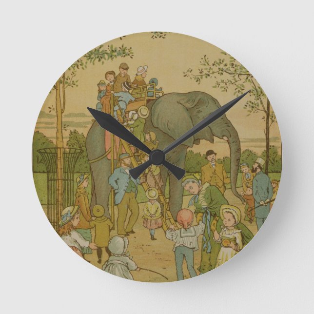 Reloj Redondo Mediano Children Riding on the Elephant (litho) (Anverso)