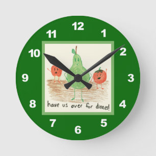 Reloj Redondo Mediano Child's Food Art, Green