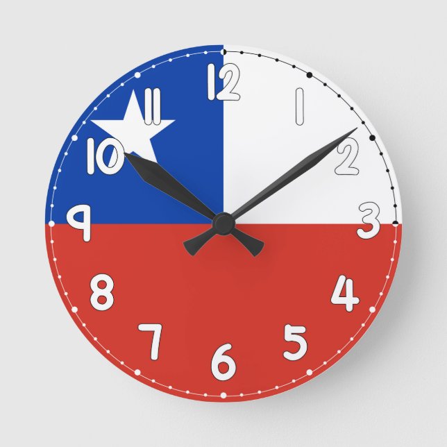 Reloj Redondo Mediano Chile Flag Wall Clock - Flag of chile (Anverso)