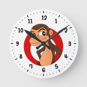 Reloj Redondo Mediano Chimp personalizado todo el día