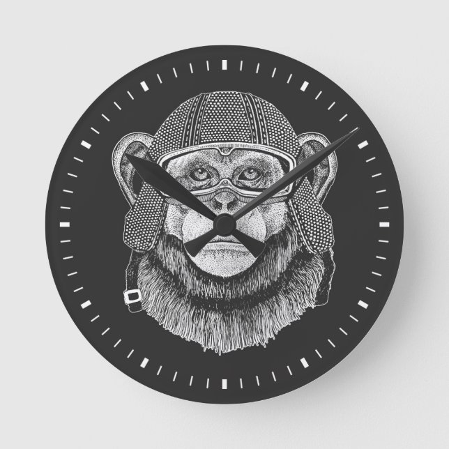 Reloj Redondo Mediano Chimpanzee Motorcycle Rider (Anverso)