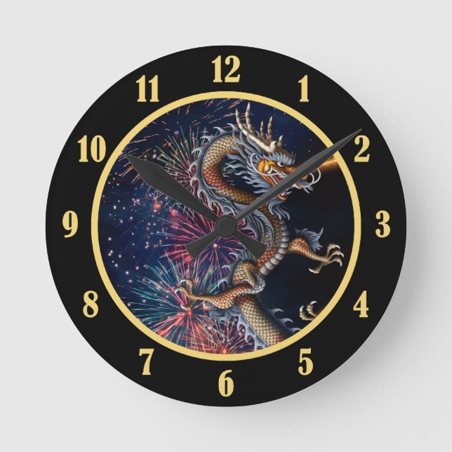 Reloj Redondo Mediano Chinese Dragon (Anverso)