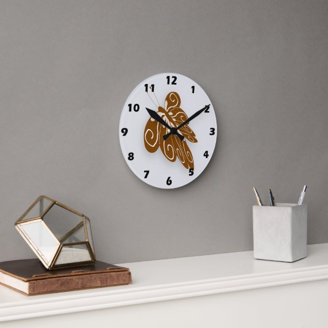 Reloj Redondo Mediano Chocolate Coloured Butterfly Design (Oficina)