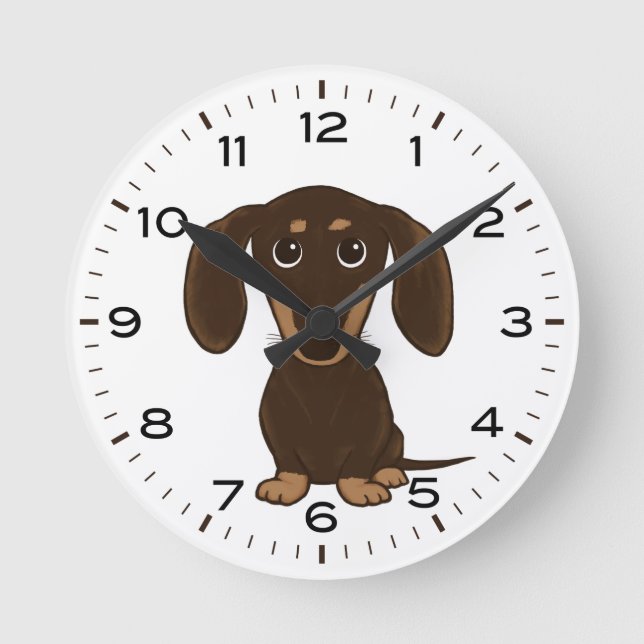 Reloj Redondo Mediano Chocolate Dachshund Cute Perro Wiener (Anverso)