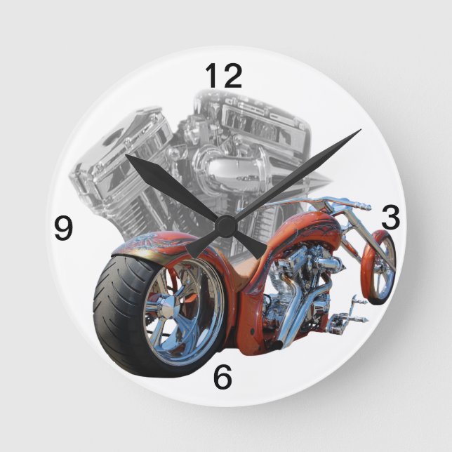 Reloj Redondo Mediano Chopper.motocicleta (Anverso)