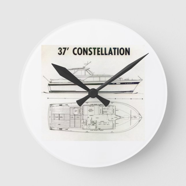 Reloj Redondo Mediano Chris Craft Constellation Boat Wall Clock (Anverso)